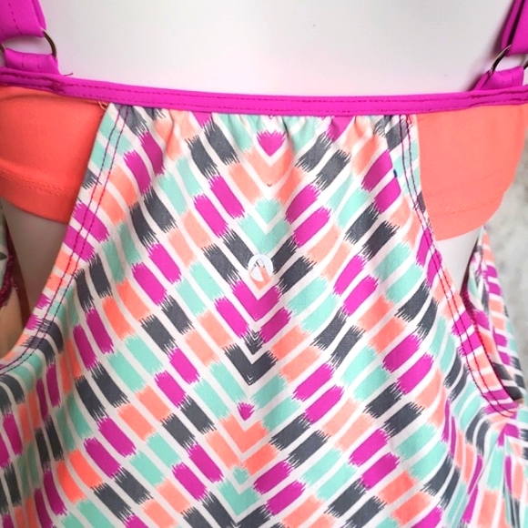 Next Sexy Printed Layered-Style Rosy Tankini Swimwear Top Only Women's Sz 34 B/C - Picture 6 of 10